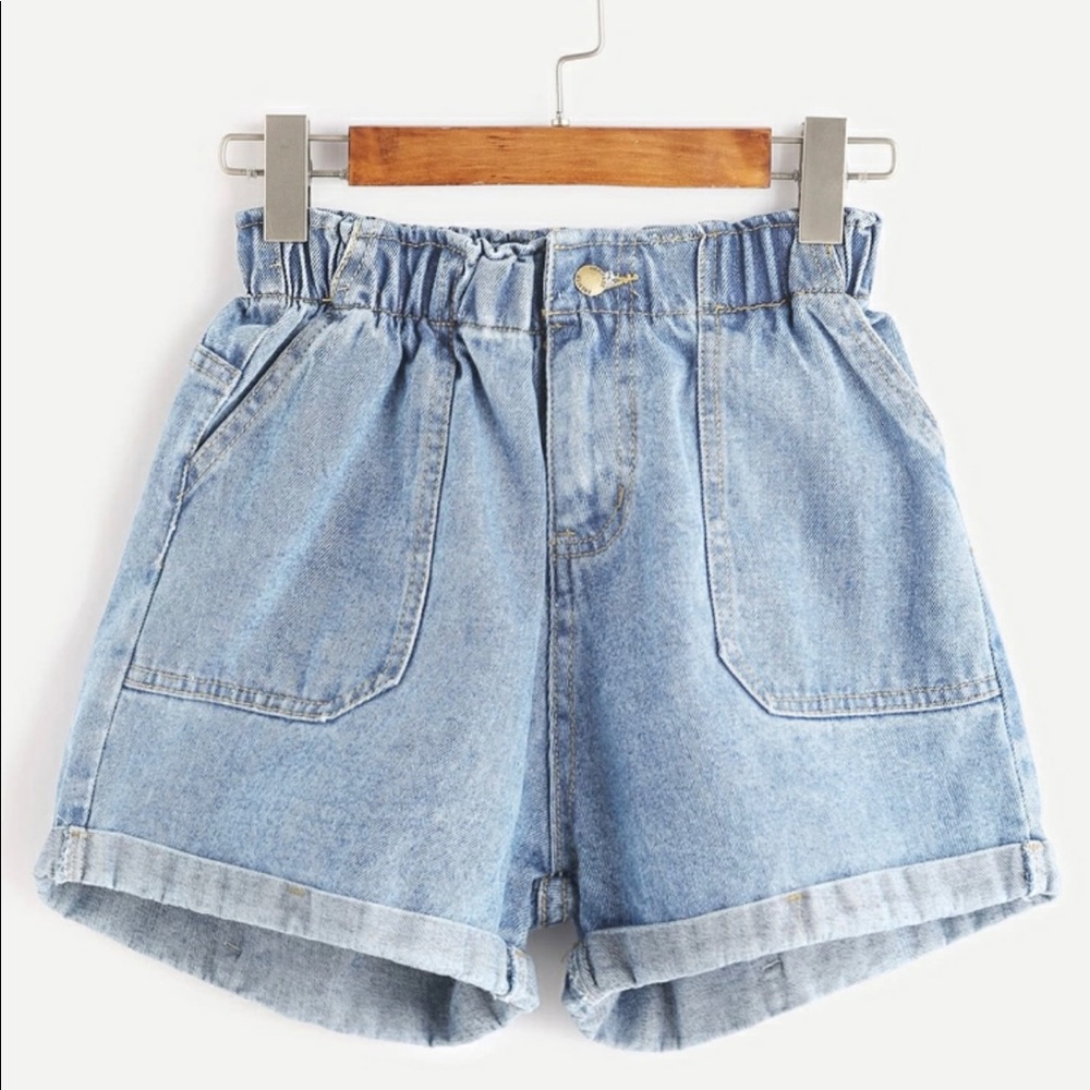 Cuffed Denim Shorts